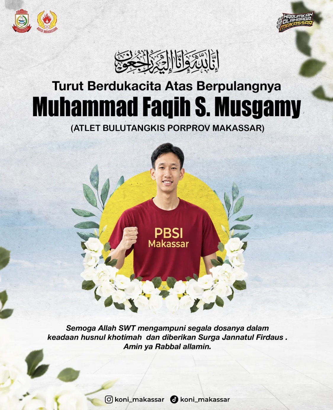 KONI Makassar Berduka, Pebulutangkis Makassar Muhammad Faqih S Musgamy Berpulang